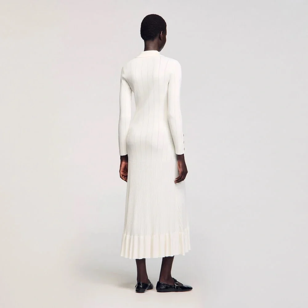 NWT Sandro Olympe Knit Maxi Dress $282 at Sandro/Bloomingdales—collar dirt marks - Picture 5 of 14